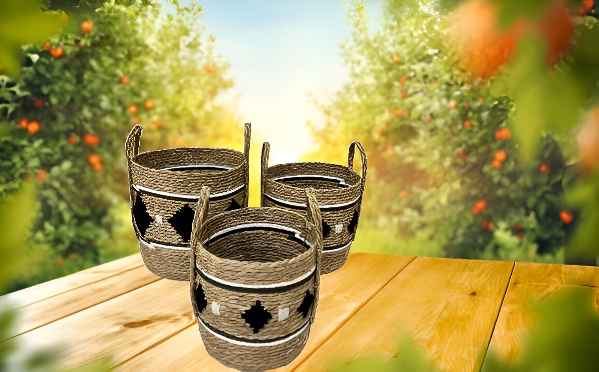 SET DE 3 CANASTOS DECORATIVOS YUTE CESTOS ÉTNICO JHN - 2