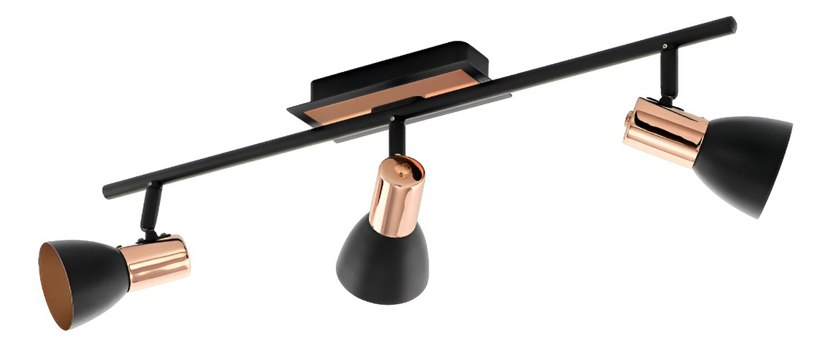 LÁMPARA TECHO PARED 3 LUCES DECORATIVA COBRE JHN NEGRO - 1