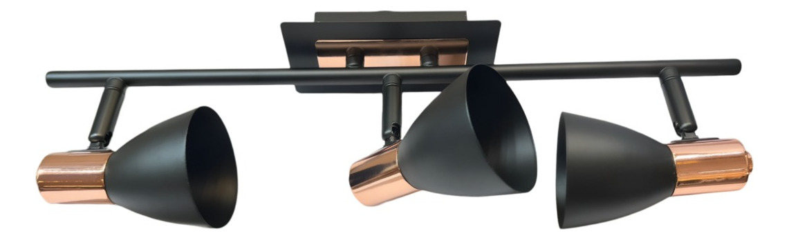 LÁMPARA TECHO PARED 3 LUCES DECORATIVA COBRE JHN NEGRO - 2