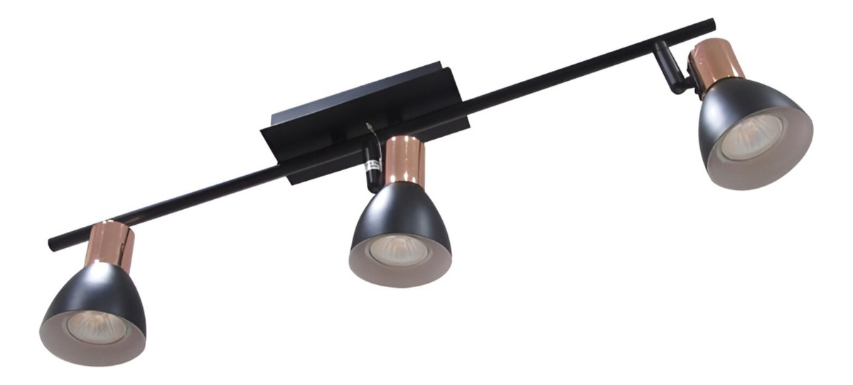 LÁMPARA TECHO PARED 3 LUCES DECORATIVA COBRE JHN NEGRO - 3