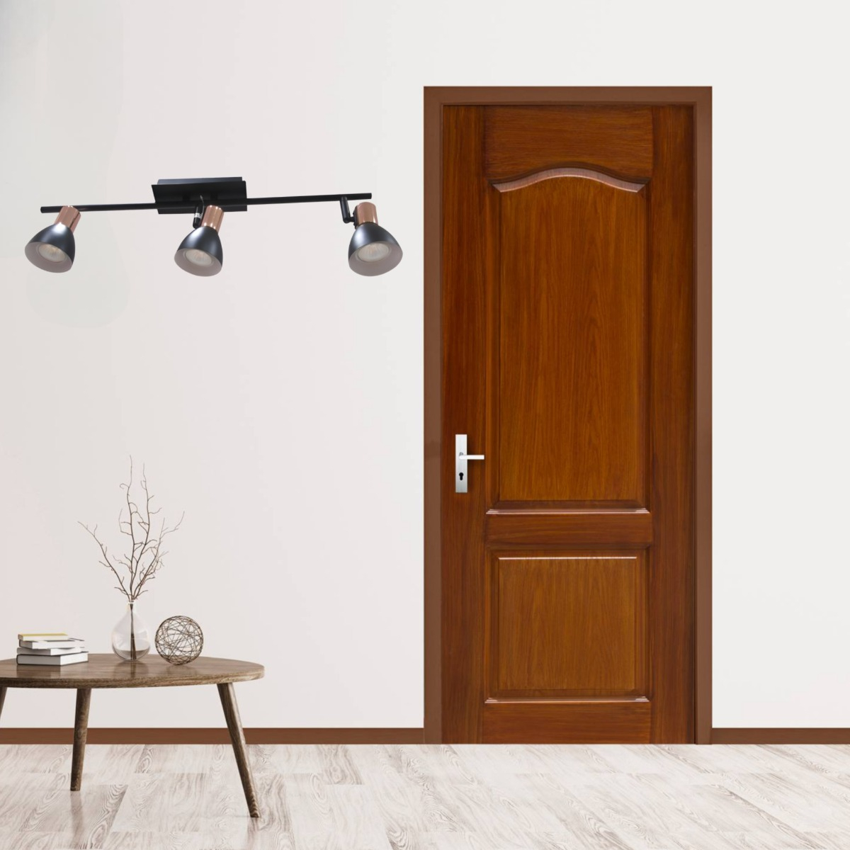 LÁMPARA TECHO PARED 3 LUCES DECORATIVA COBRE JHN NEGRO - 7