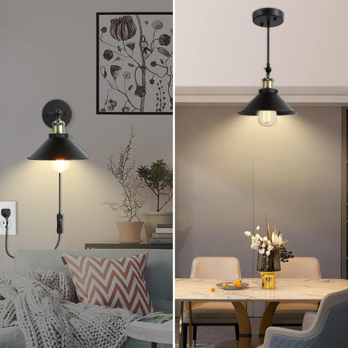 LÁMPARA PARED NÓRDICA INDUSTRIAL DECORATIVA COBRE JHN NEGRA - 6
