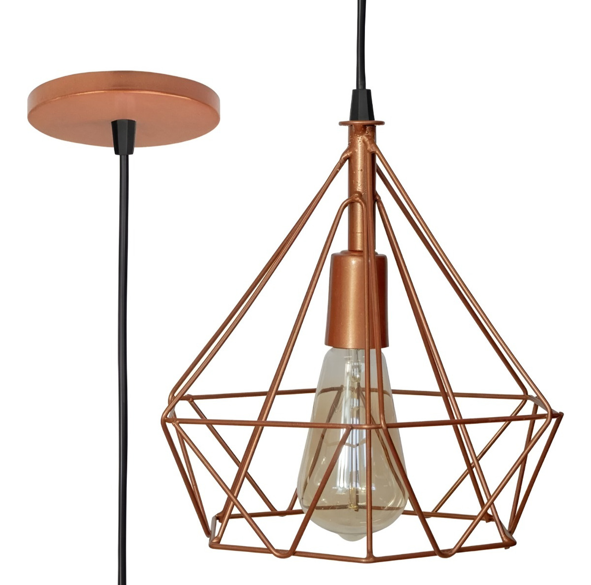 LÁMPARA TECHO COLGANTE DIAMANTE TRIÁNGULO ROSE GOLD JHN - 4