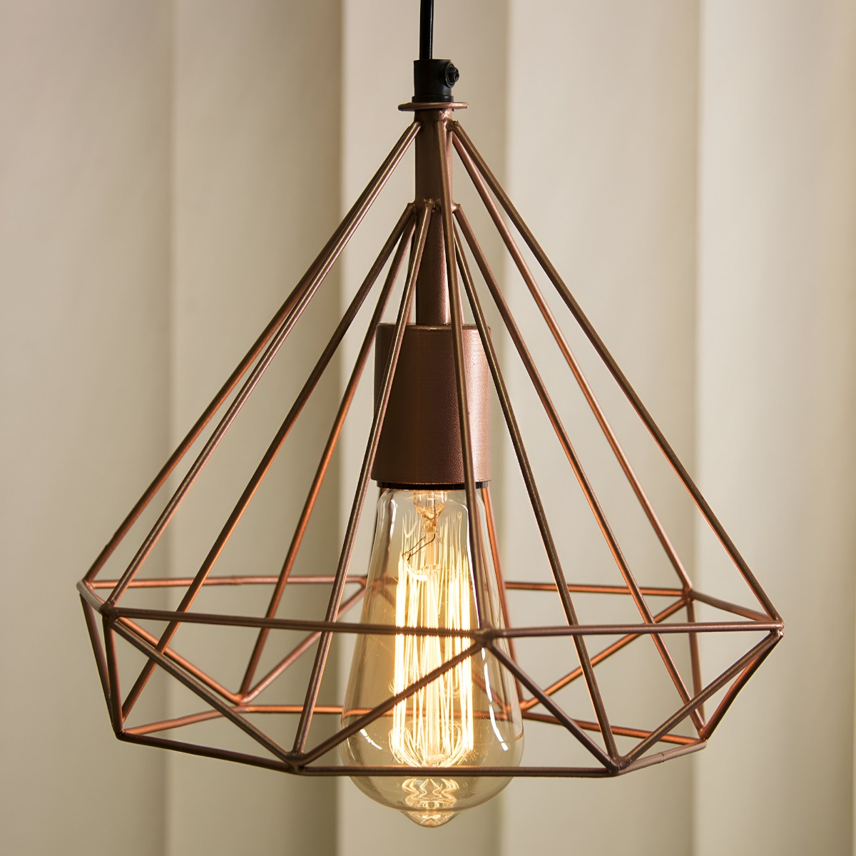 LÁMPARA TECHO COLGANTE DIAMANTE TRIÁNGULO ROSE GOLD JHN - 5