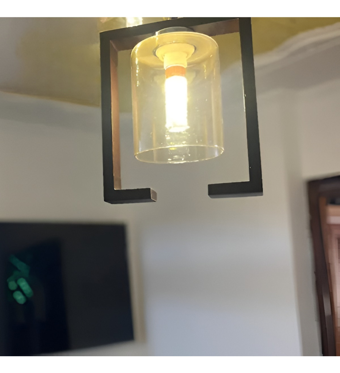 LÁMPARA COLGANTE TECHO DECORACIÓN ELEGANTE CUADRADA JHN NEGRO - 7