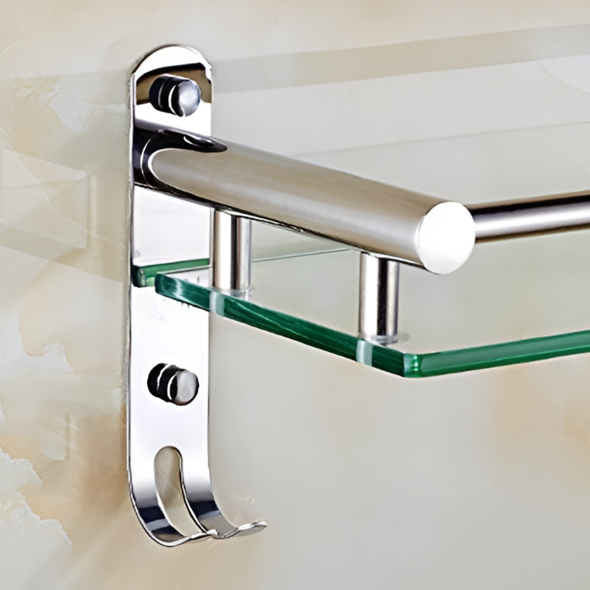 ESTANTE VIDRIO ORGANIZADOR BAÑO ACERO INOXIDABLE 30CM JHN PLATA - 3