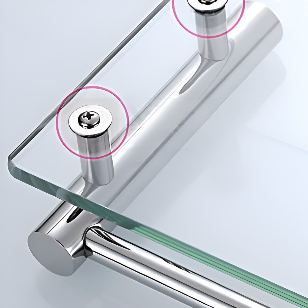 ESTANTE VIDRIO ORGANIZADOR BAÑO ACERO INOXIDABLE 30CM JHN PLATA - 7