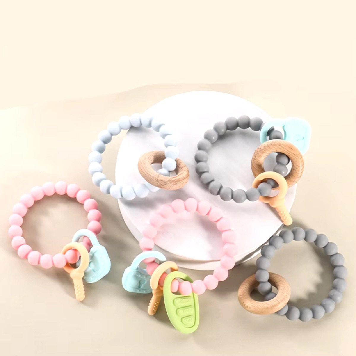 SET 3 MORDEDOR SILICONA PULSERA BEBÉ ALIVIO ENCÍAS JHN MULTICOLOR - 9