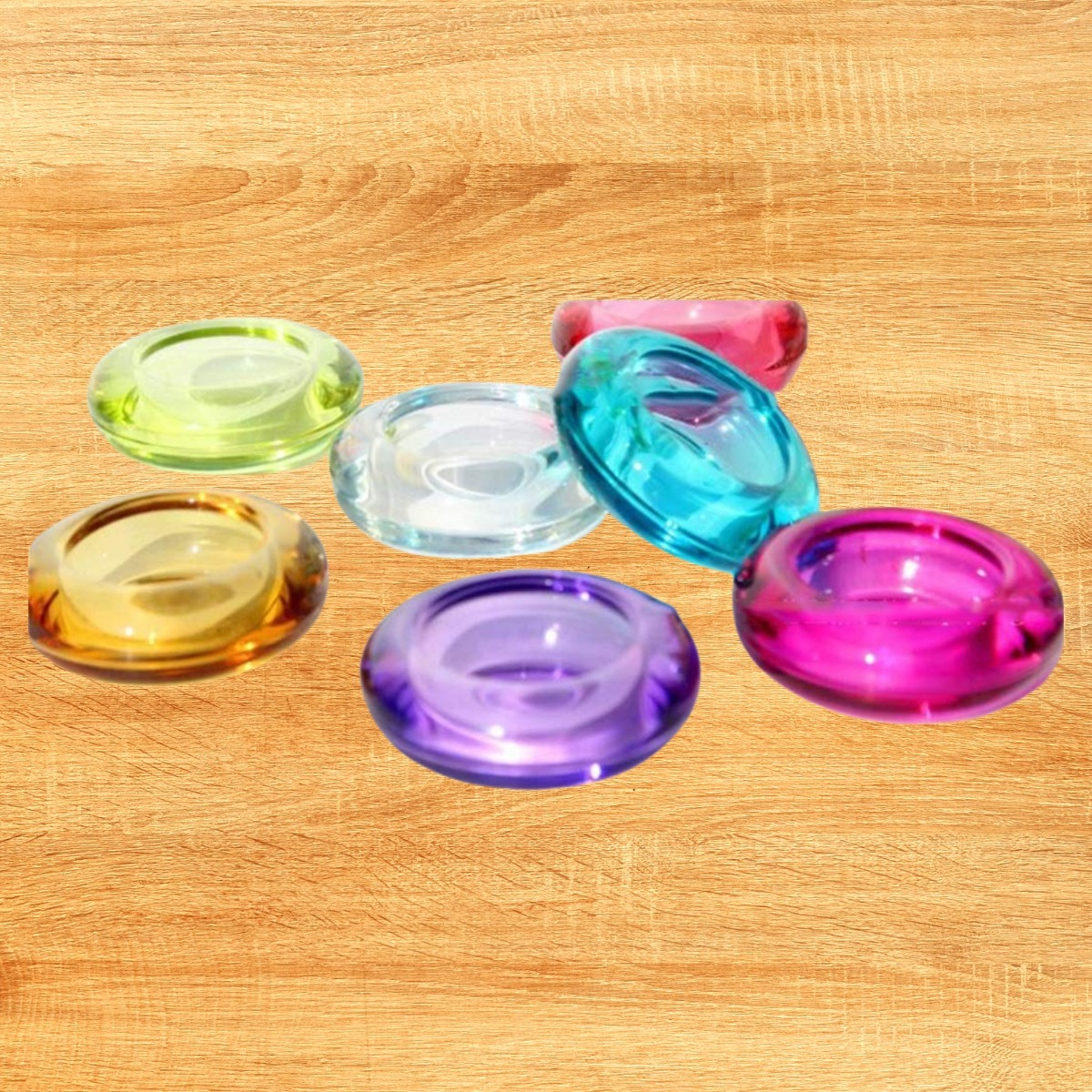 SET DE 7 PORTAVELAS DECORATIVO CRISTAL COLORES VIBRANTE JHN - 4