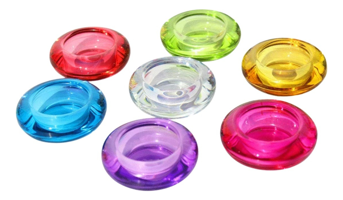 SET DE 7 PORTAVELAS DECORATIVO CRISTAL COLORES VIBRANTE JHN - 9