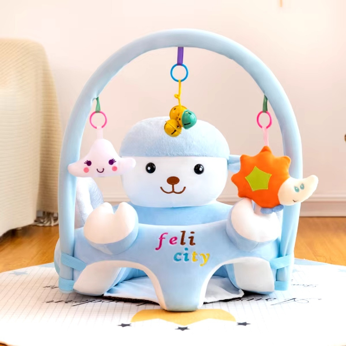 COJÍN ASIENTO APOYO BEBÉ FELPA ANTICAÍDAS LAVABLE JHN MULTICOLOR - 3