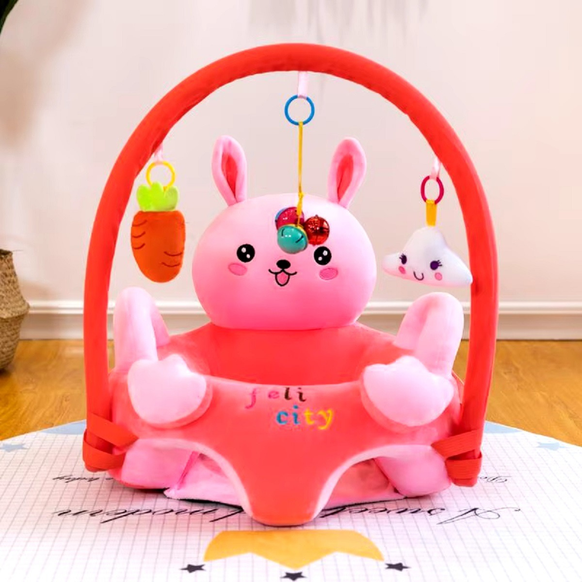 COJÍN ASIENTO APOYO BEBÉ FELPA ANTICAÍDAS LAVABLE JHN MULTICOLOR - 10