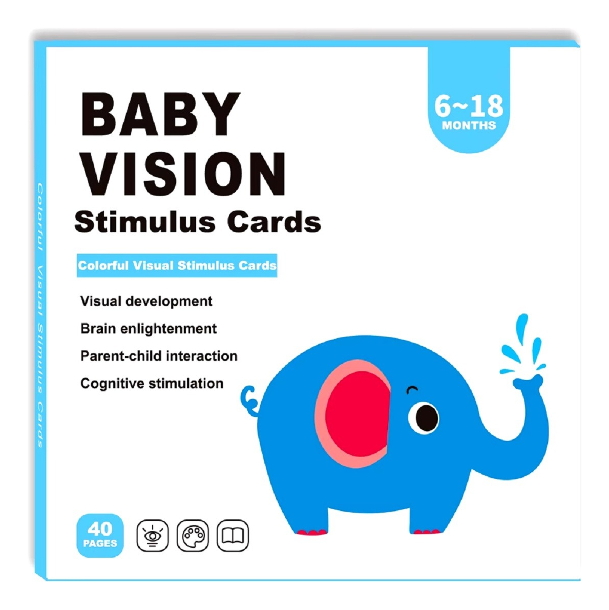 SET 6 TARJETAS ESTIMULACIÓN VISUAL BEBÉ 6-18 MESES JHN MULTICOLOR - 5