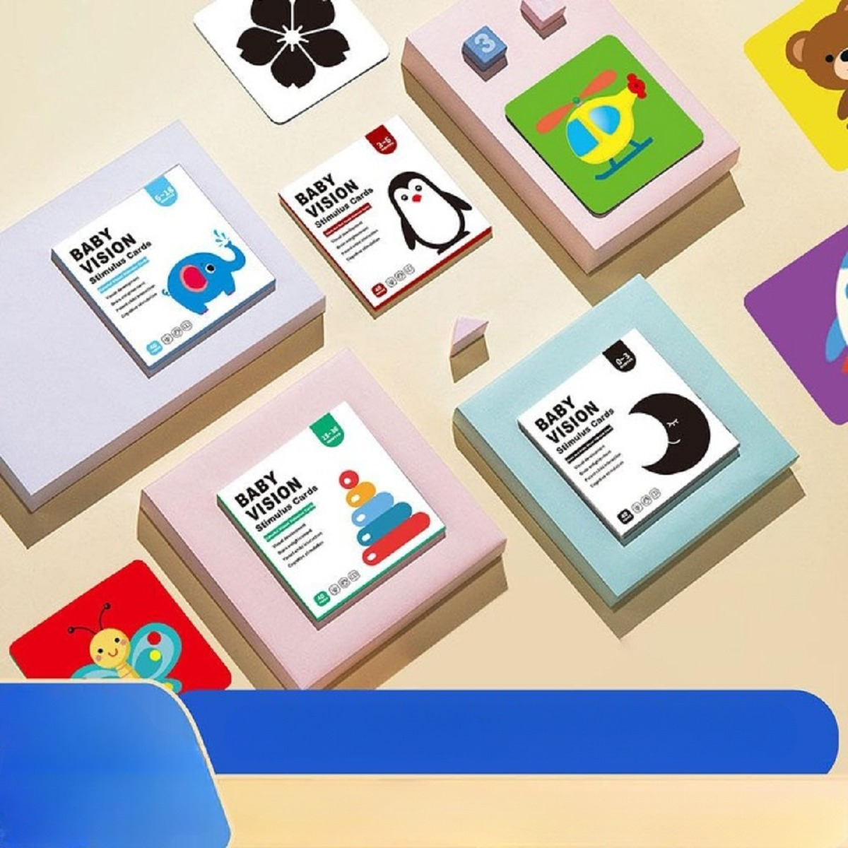 SET DE 6 TARJETAS ESTIMULACIÓN VISUAL BEBÉS 0-3 MESES JHN - 7