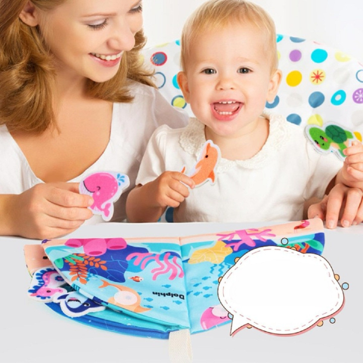 SET 2 LIBRO TELA BEBÉ EDUCATIVO SENSORIAL LAVABLE JHN MULTICOLOR - 6