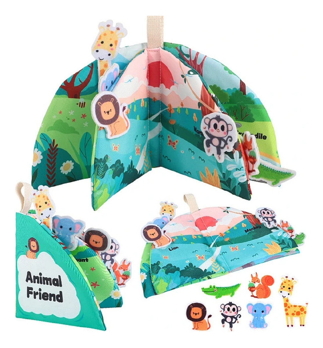 SET 2 LIBRO TELA BEBÉ EDUCATIVO SENSORIAL LAVABLE JHN MULTICOLOR - 7