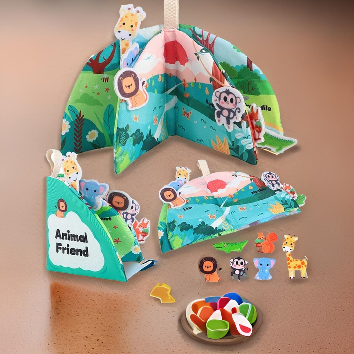 SET 2 LIBRO TELA BEBÉ EDUCATIVO SENSORIAL LAVABLE JHN MULTICOLOR - 8