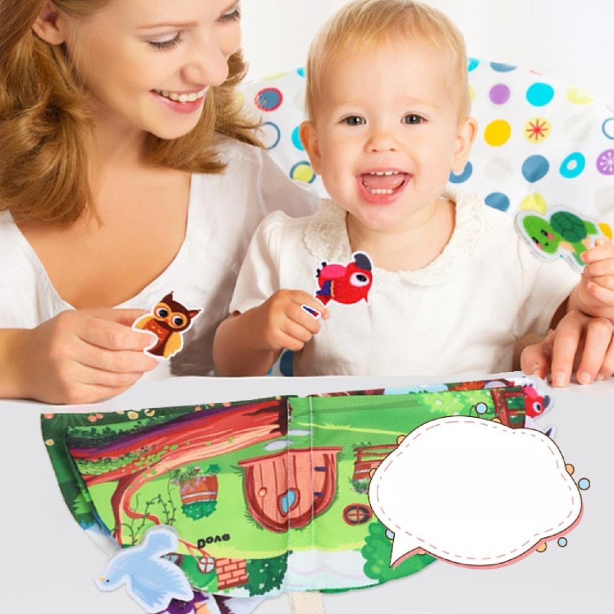 SET 2 LIBRO TELA BEBÉ EDUCATIVO SENSORIAL LAVABLE JHN MULTICOLOR - 10