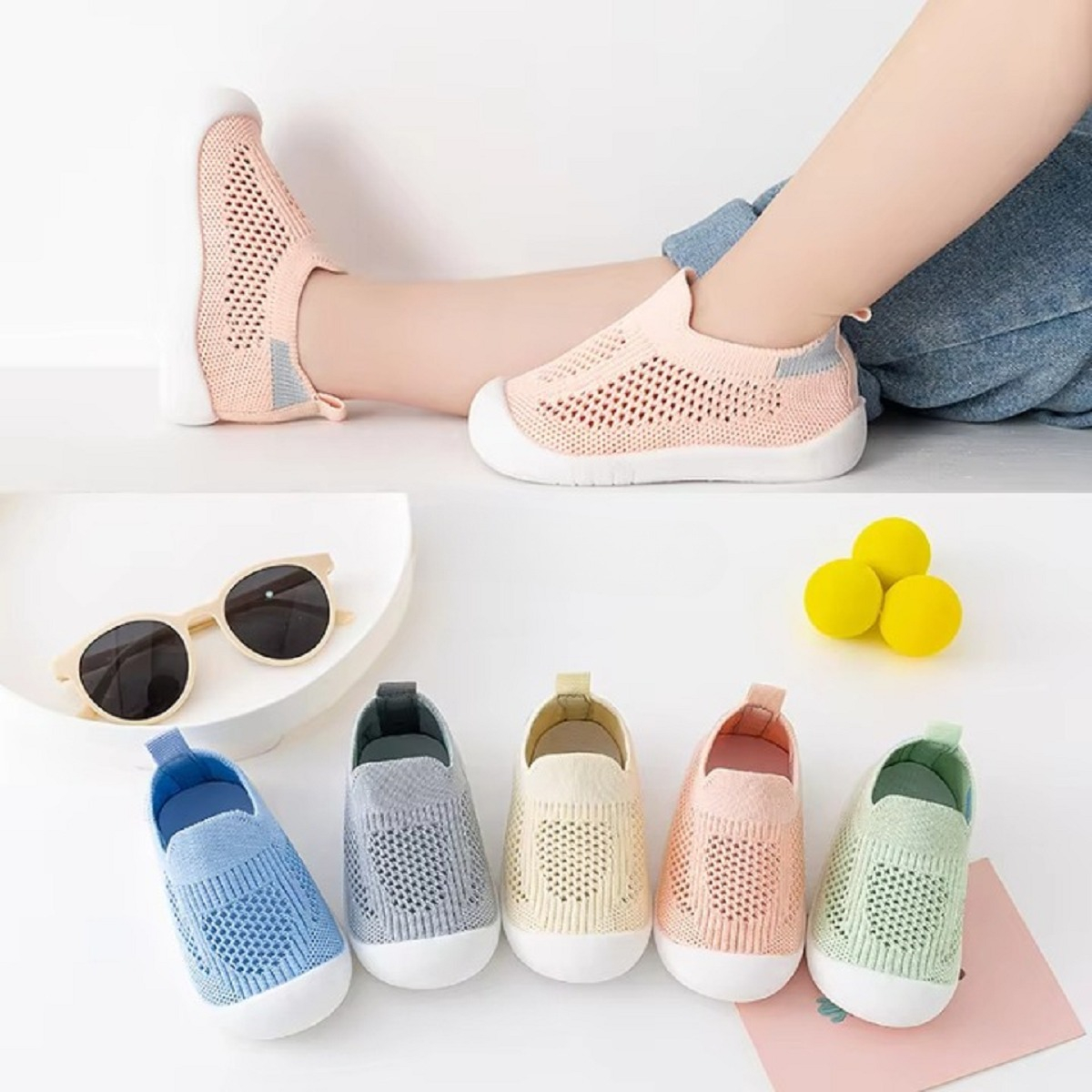 SET DE 2 ZAPATO CALCETÍN BEBÉ ANTIDESLIZANTE SUAVE JHN - 2