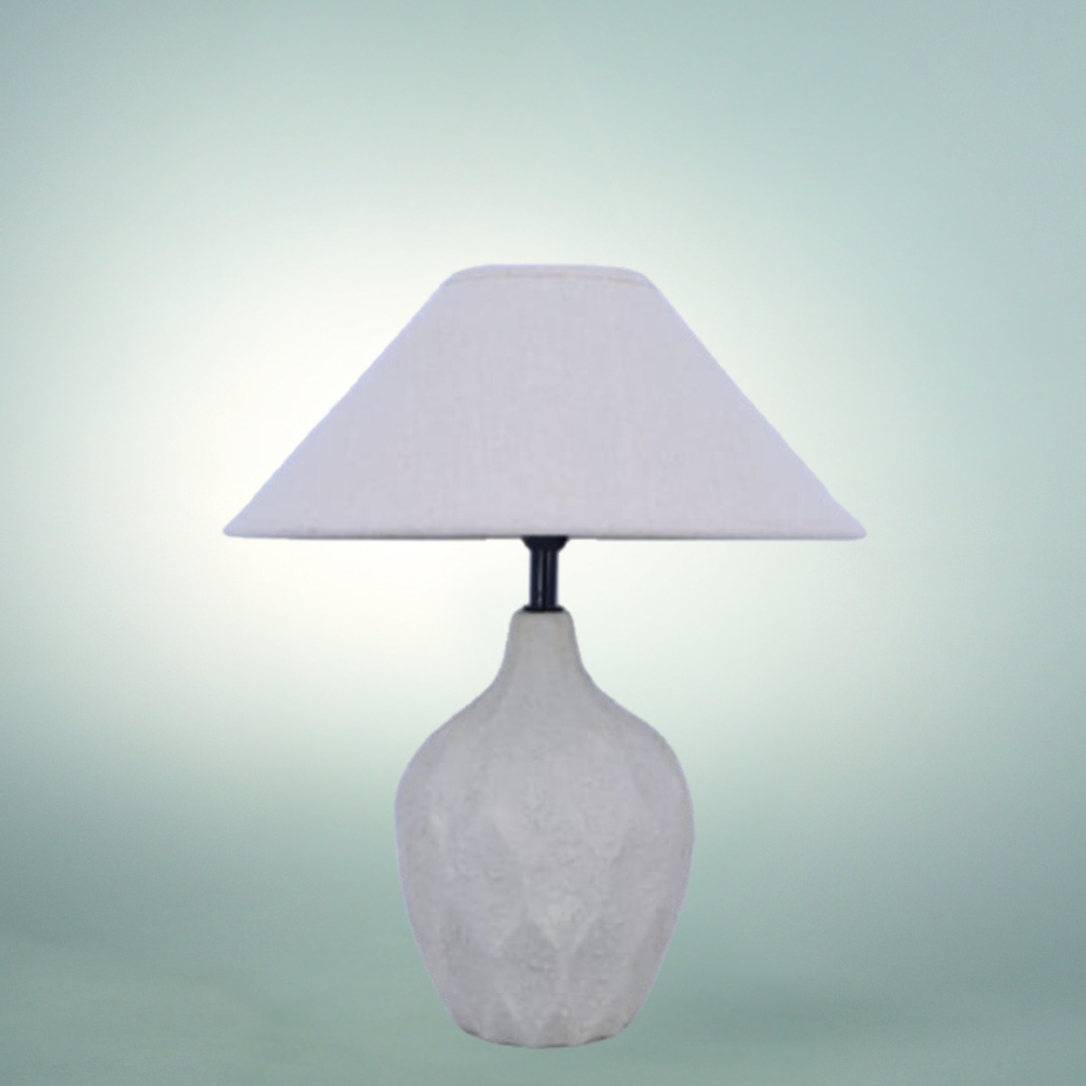 LÁMPARA MESA BASE TEXTURIZADA PANTALLA BEIGE DECORATIVA JHN - 2