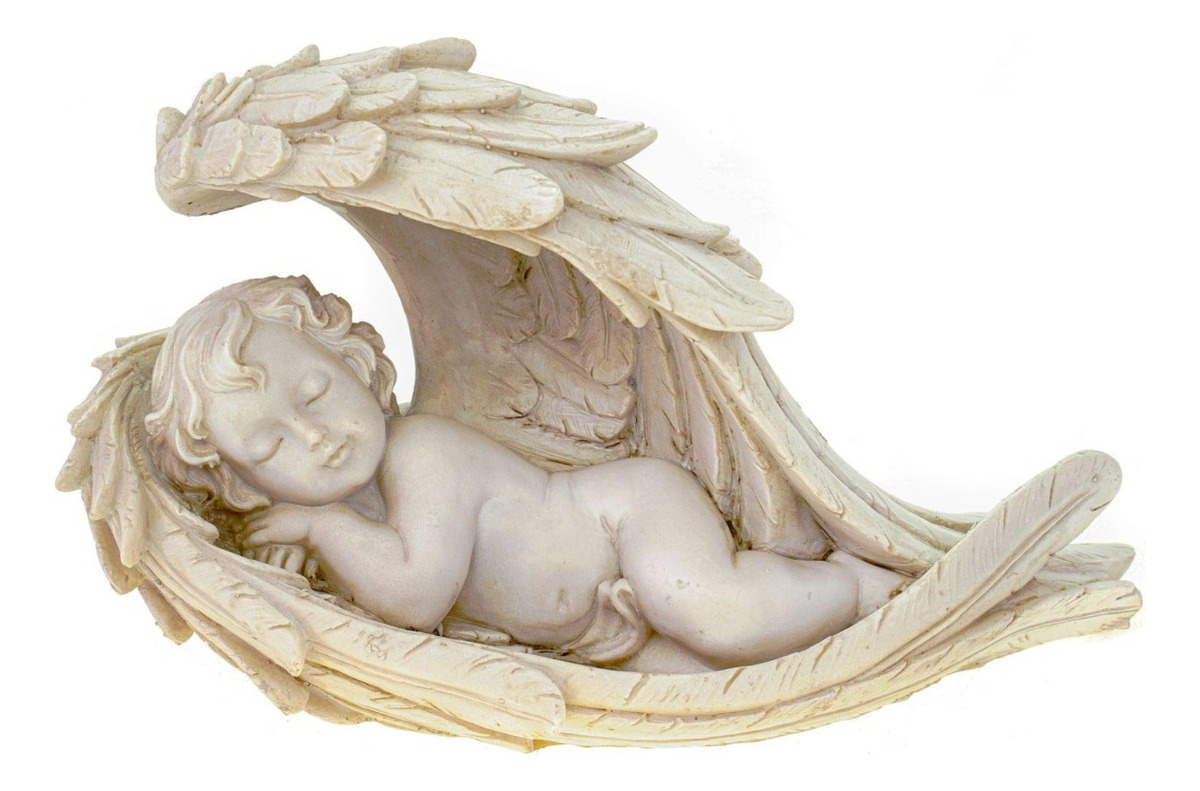 SET DE 2 ESTATUA DECORATIVA ÁNGEL DURMIENDO QUERUBÍN JHN - 1