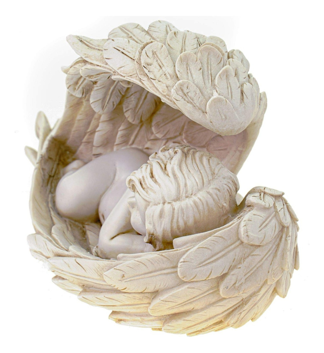 SET DE 2 ESTATUA DECORATIVA ÁNGEL DURMIENDO QUERUBÍN JHN - 4