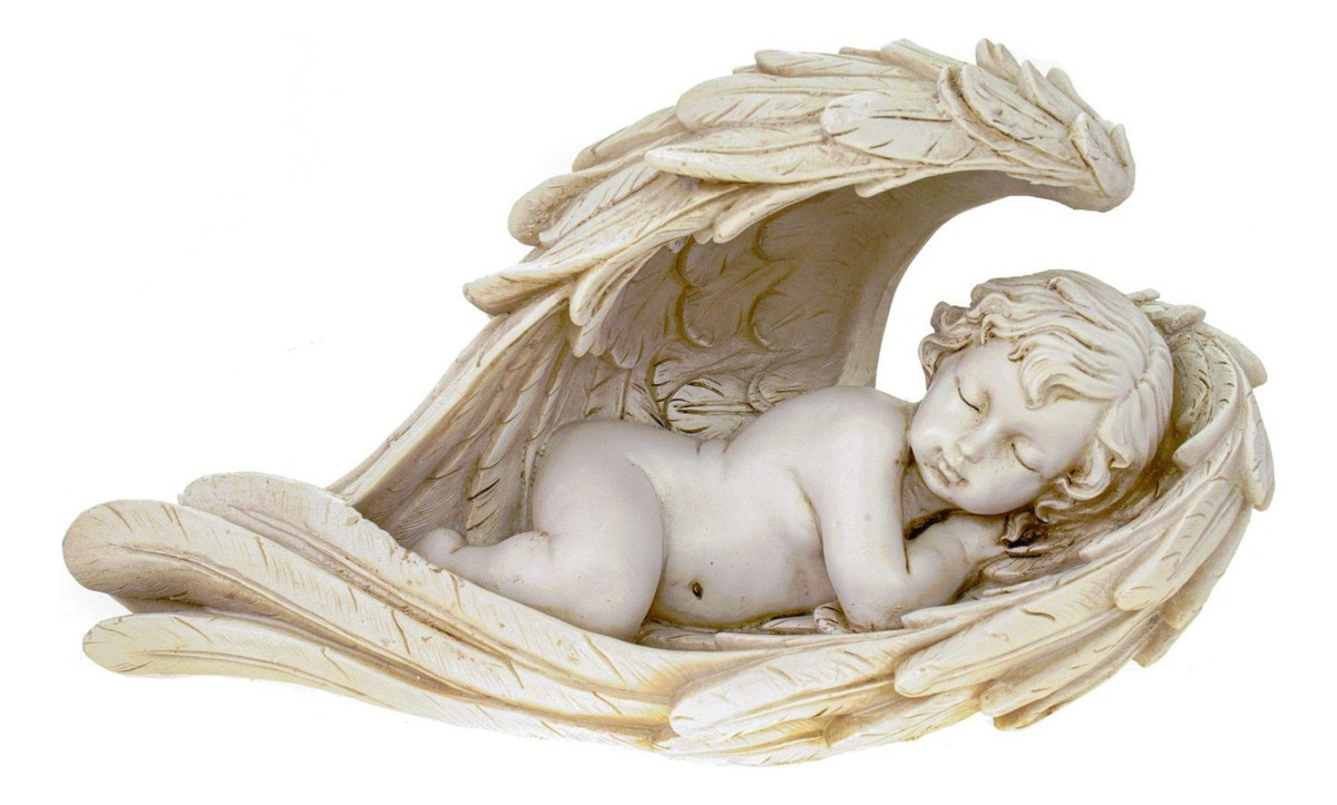 SET DE 2 ESTATUA DECORATIVA ÁNGEL DURMIENDO QUERUBÍN JHN - 6