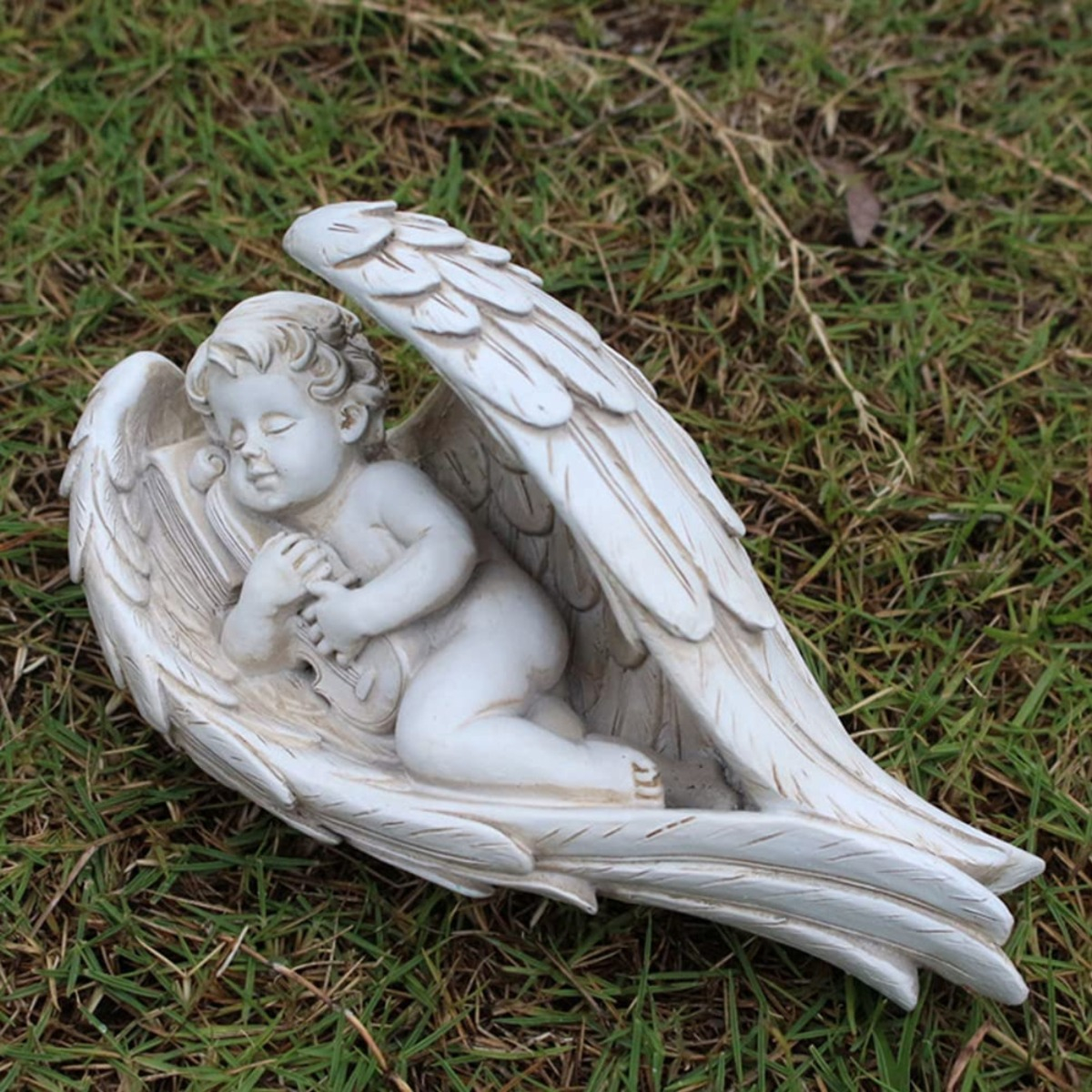 SET DE 2 ESTATUA DECORATIVA ÁNGEL DURMIENDO QUERUBÍN JHN - 8