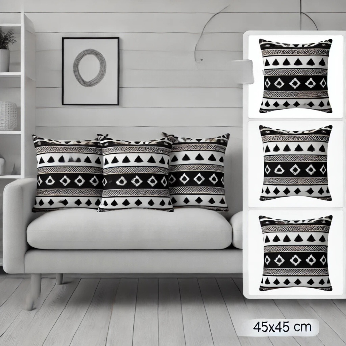 FUNDA SET 2 DECORATIVA COJÍN NÓRDICO GEOMÉTRICO RETRO JHN MULTICOLOR - 6