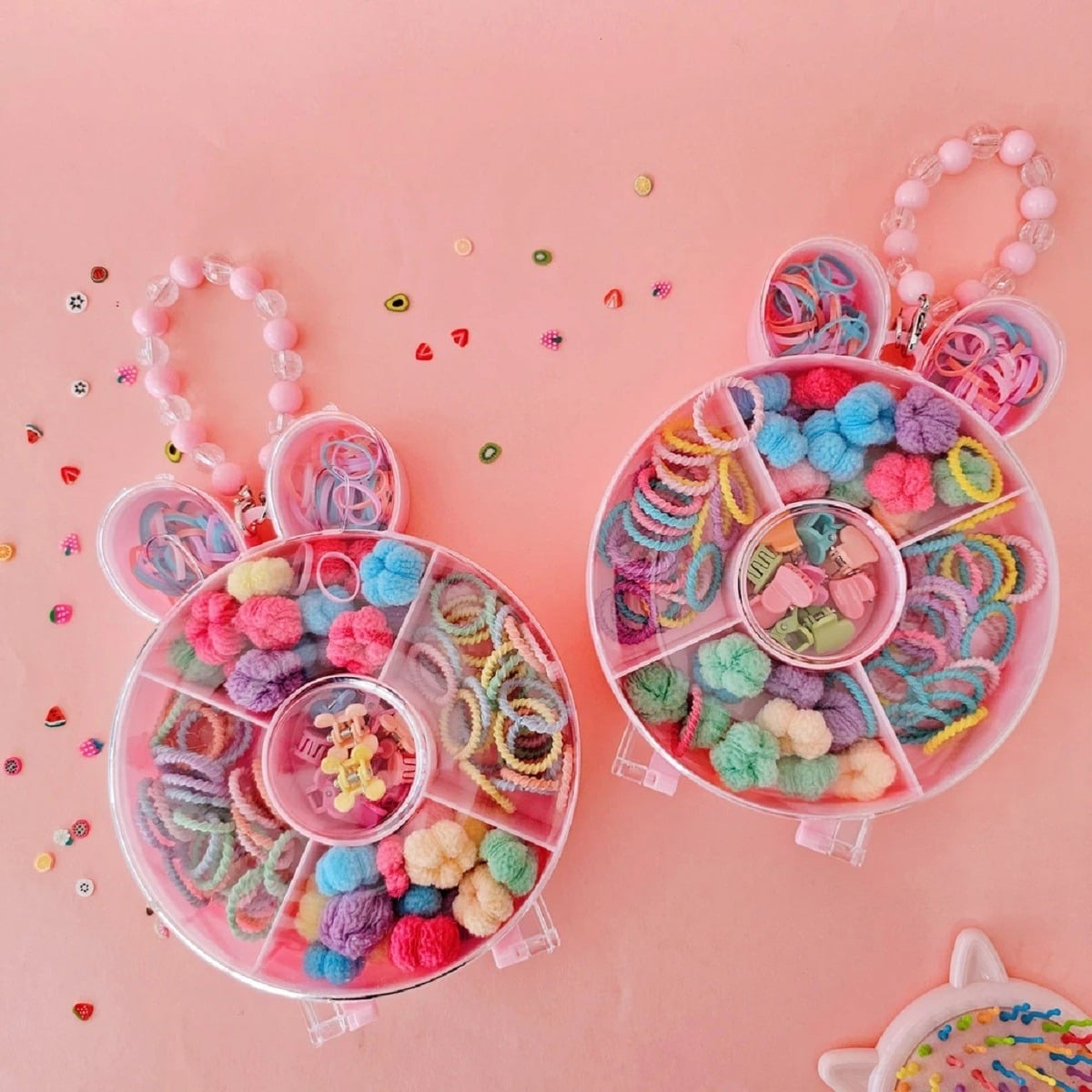 SET MULTICOLOR DE 3 PACK LAZOS COLETEROS NIÑA ELÁSTICOS CABELLO JHN - 5