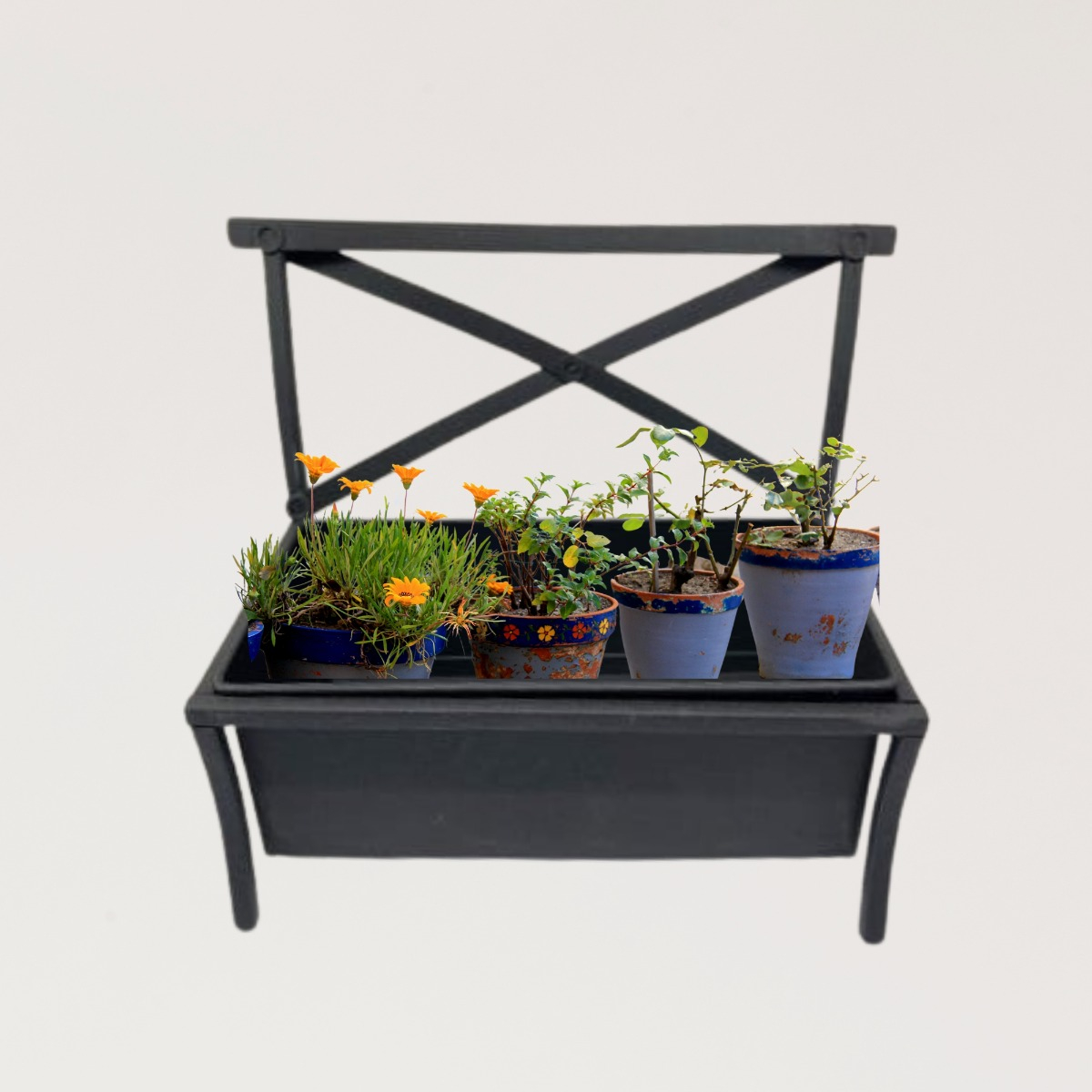 REPISA METAL JARDINERA DECORATIVA PLANTAS VERSÁTIL JHN NEGRO - 3