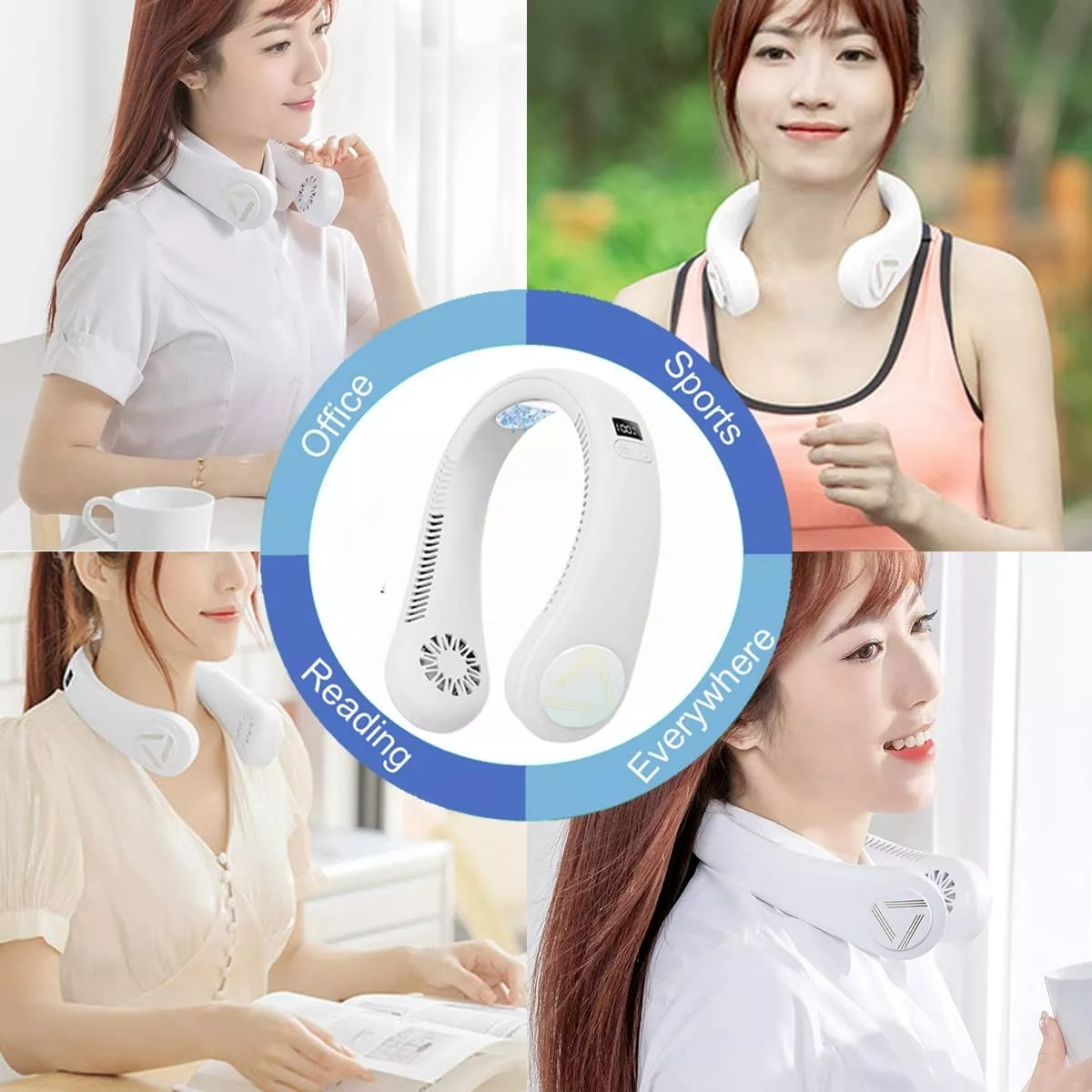 VENTILADOR PORTATIL CUELLO RECARGABLE AJUSTABLE USB LAU - 9