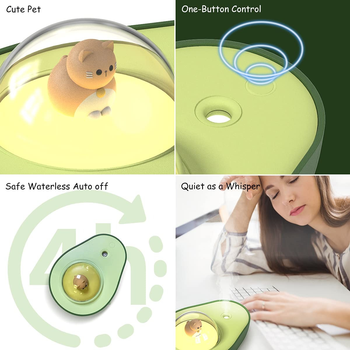 HUMIDIFICADOR AVOCADO AROMATERAPIA DORMITORIO HOGAR LAU - 8