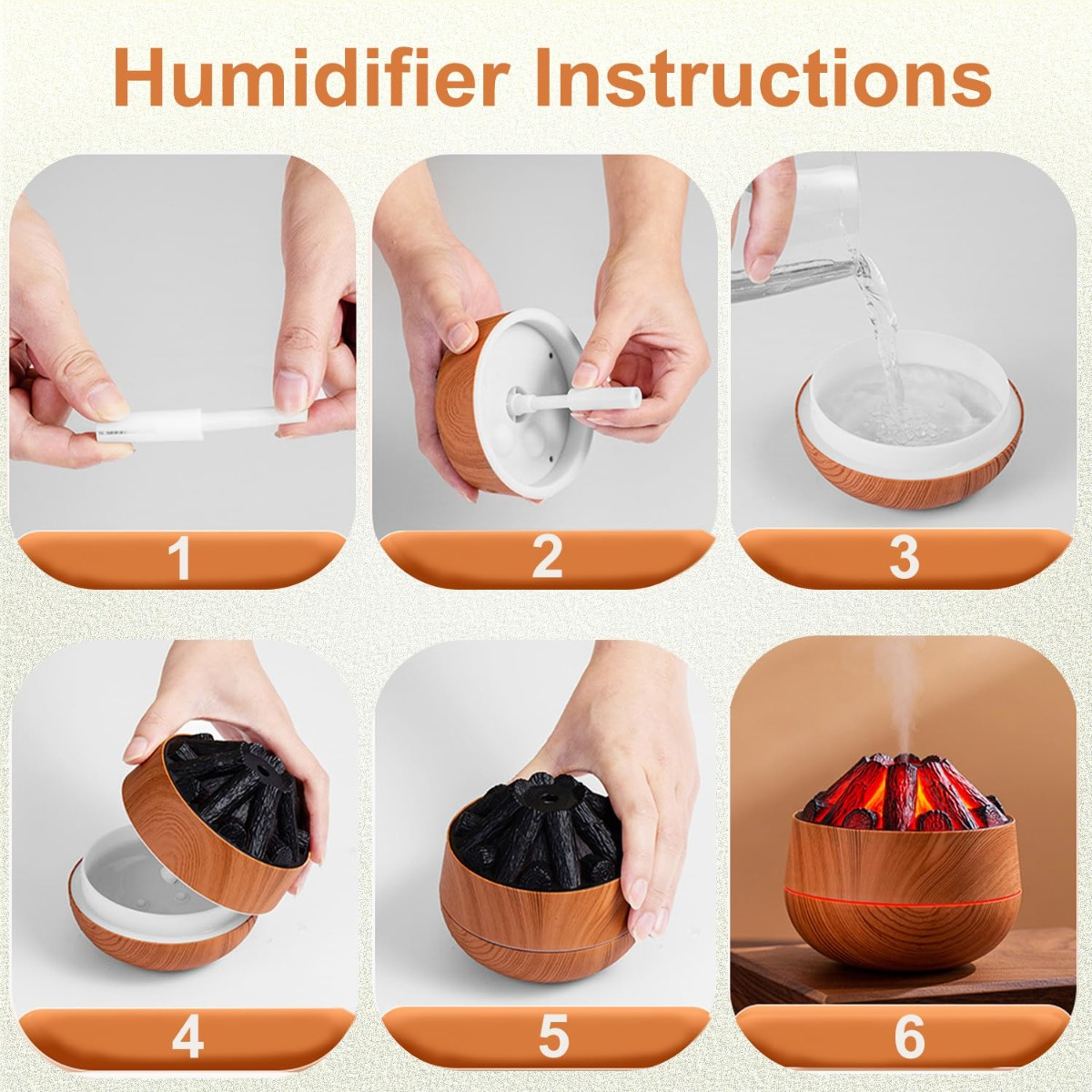 HUMIDIFICADOR FUEGO CARBON NIEBLA FRIA HOGAR DORMITORIO LAU - 7