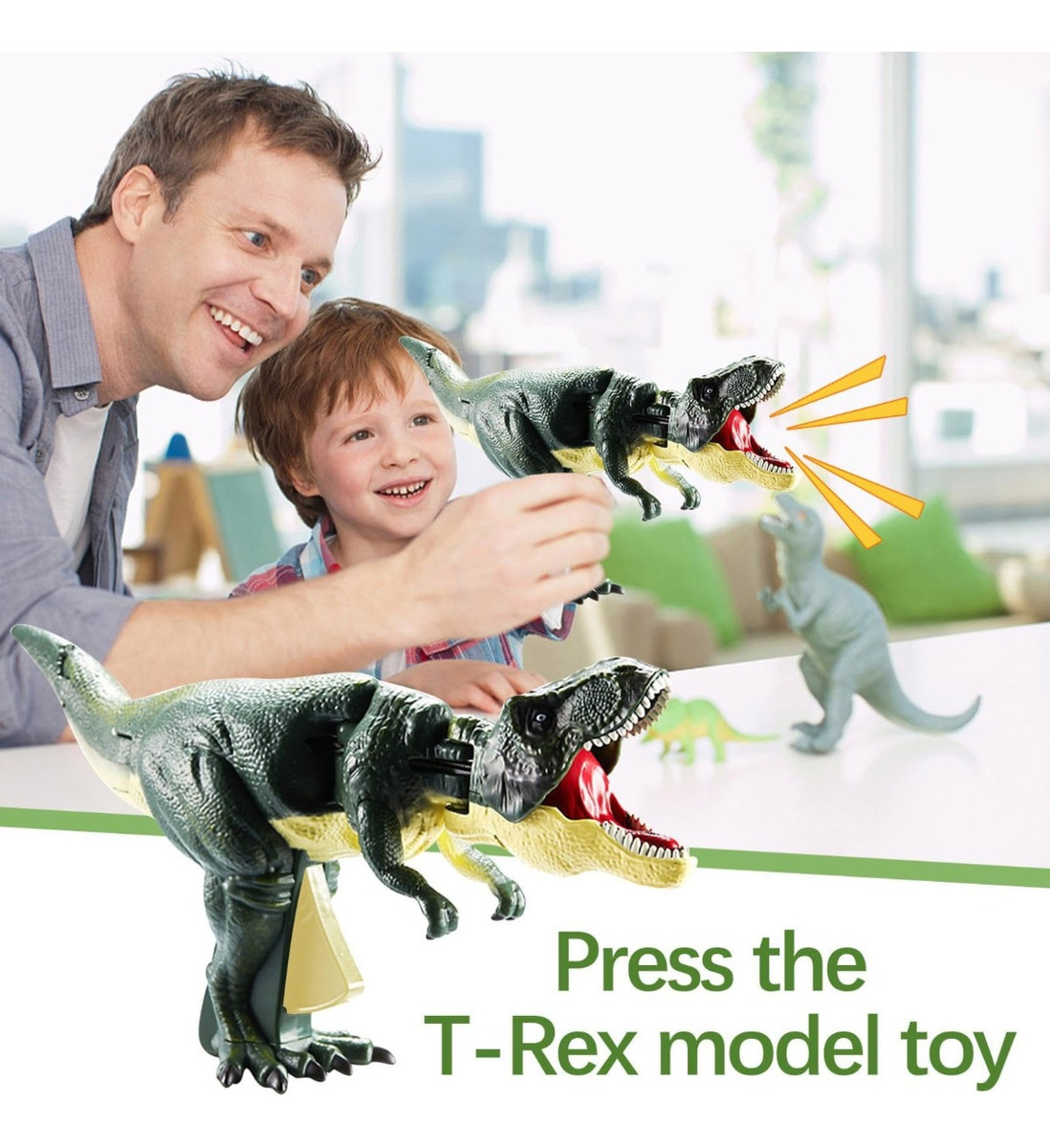 SET SC 2 JUGUETES DINOSAURIO T-REX ZAZAZA DIVERTIDO NIÑOS LAU - 3