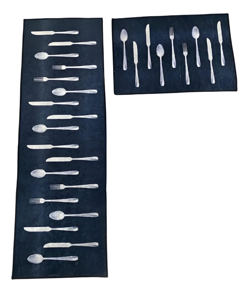 ALFOMBRA CONTEMPORÁNEA MODERNA COCINA 2 PIEZAS ANTIDESLIZANTE ENTRADA BAÑO JHN 60 X 40 CM - 1