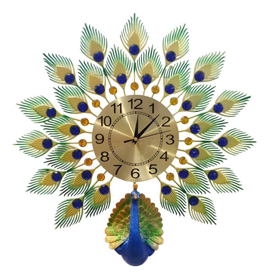 RELOJ PARED PAVO REAL GRANDE DECORATIVO CREATIVO JHN - 1