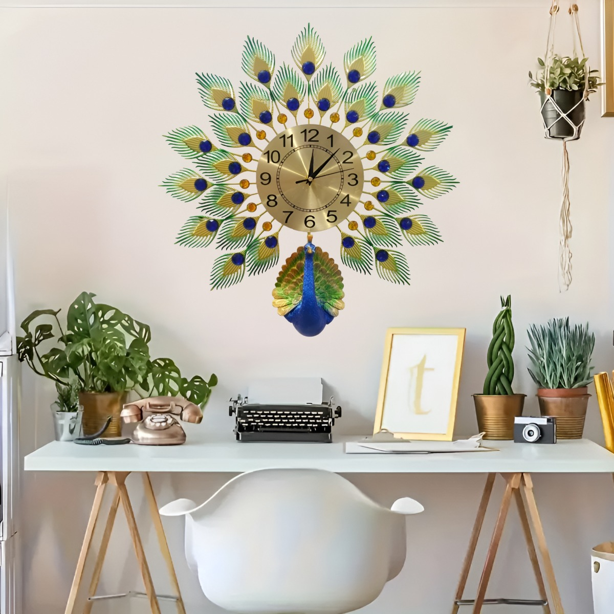 RELOJ PARED PAVO REAL GRANDE DECORATIVO CREATIVO JHN - 2
