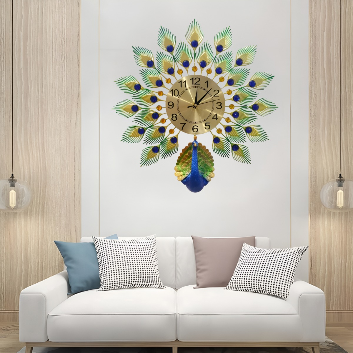 RELOJ PARED PAVO REAL GRANDE DECORATIVO CREATIVO JHN - 5
