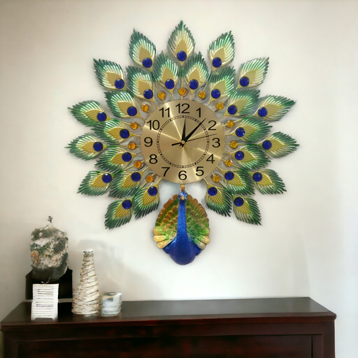 RELOJ PARED PAVO REAL GRANDE DECORATIVO CREATIVO JHN - 6
