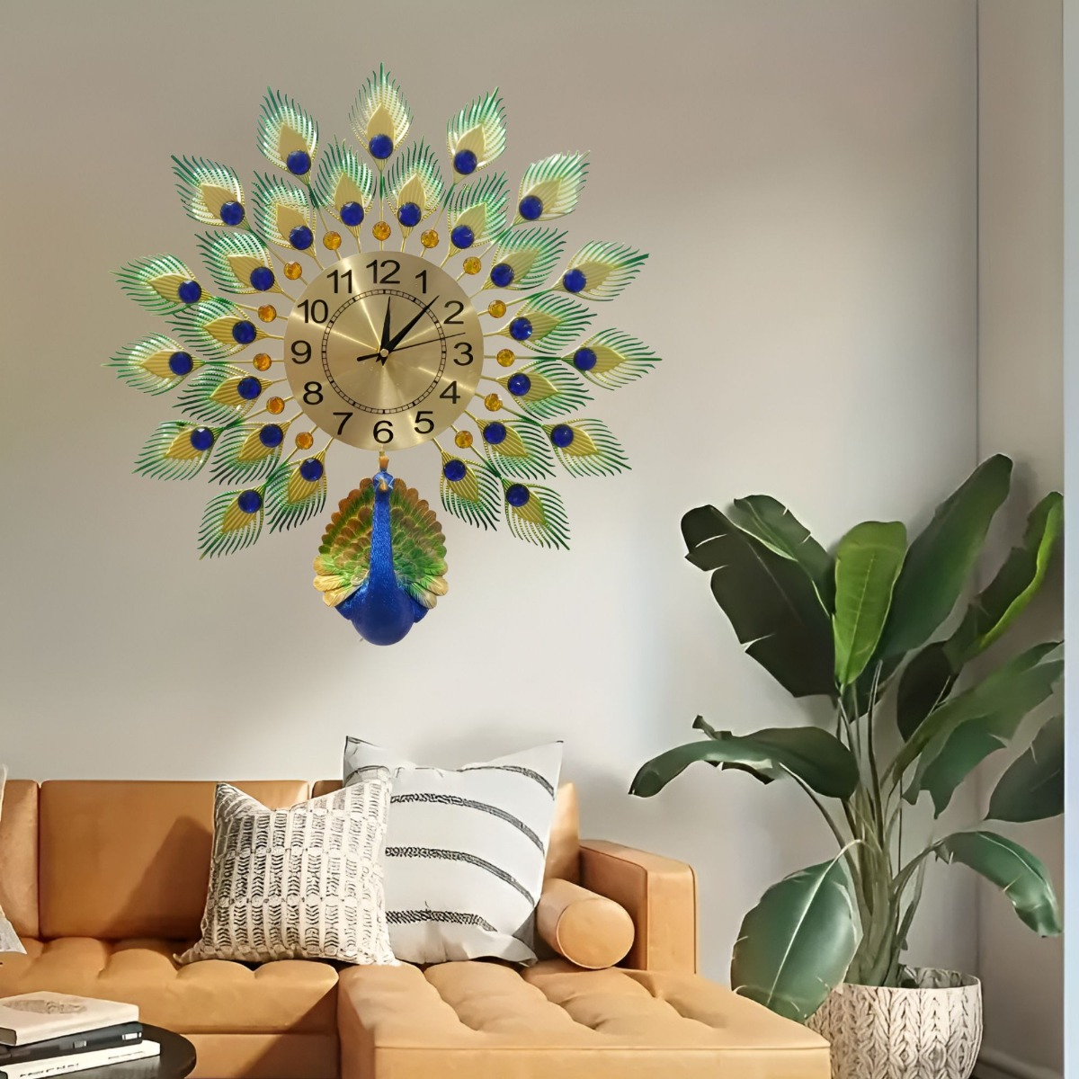 RELOJ PARED PAVO REAL GRANDE DECORATIVO CREATIVO JHN - 9