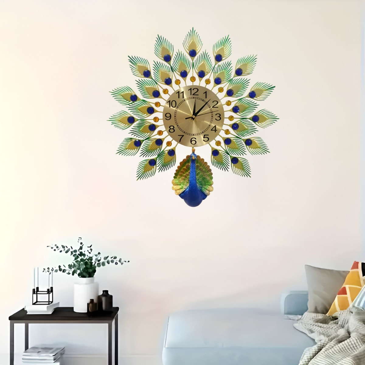 RELOJ PARED PAVO REAL GRANDE DECORATIVO CREATIVO JHN - 10