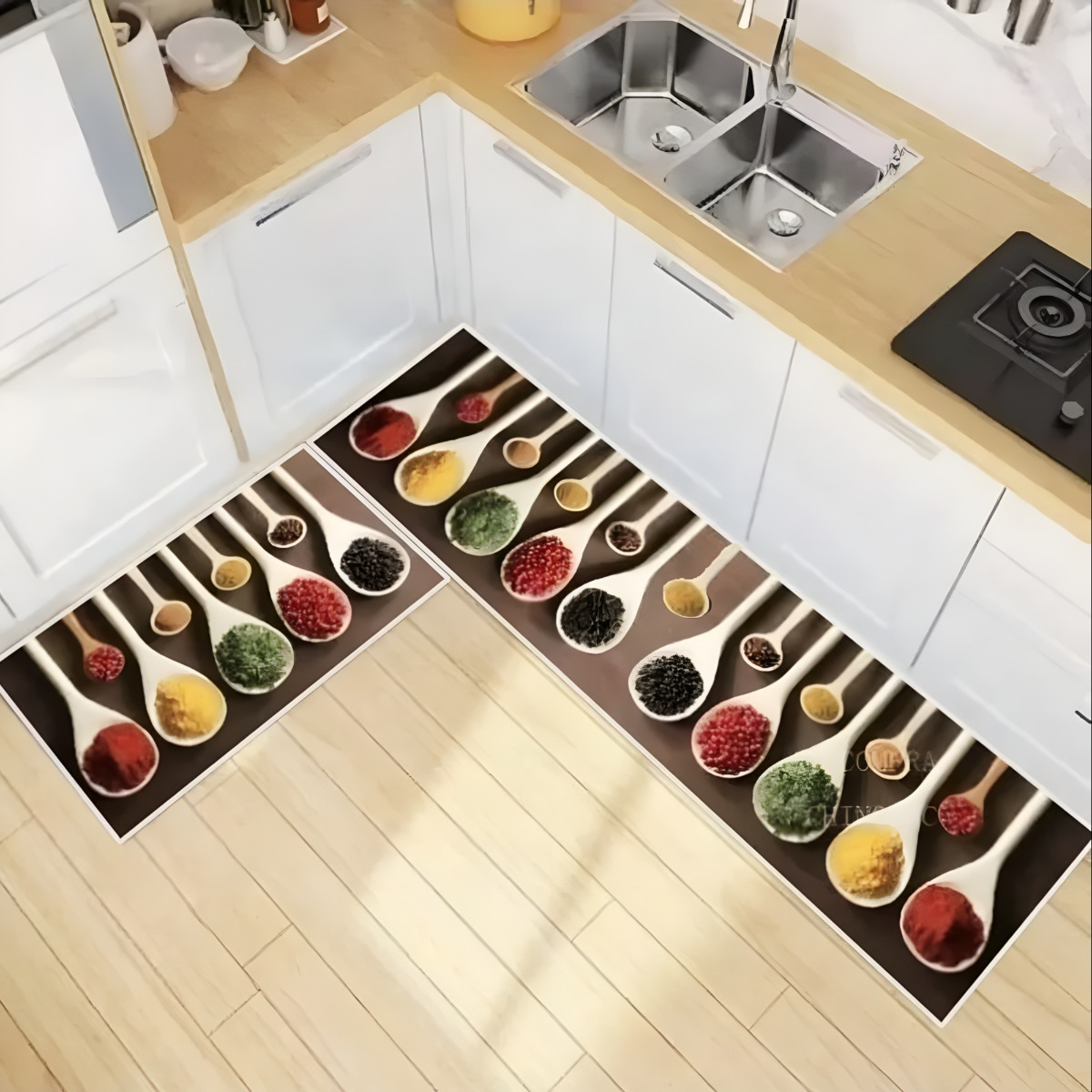 ALFOMBRA CONTEMPORÁNEA MODERNA COCINA 2 PIEZAS DECORATIVA ANTIDESLIZANTE JHN 60 X 40 CM - 4