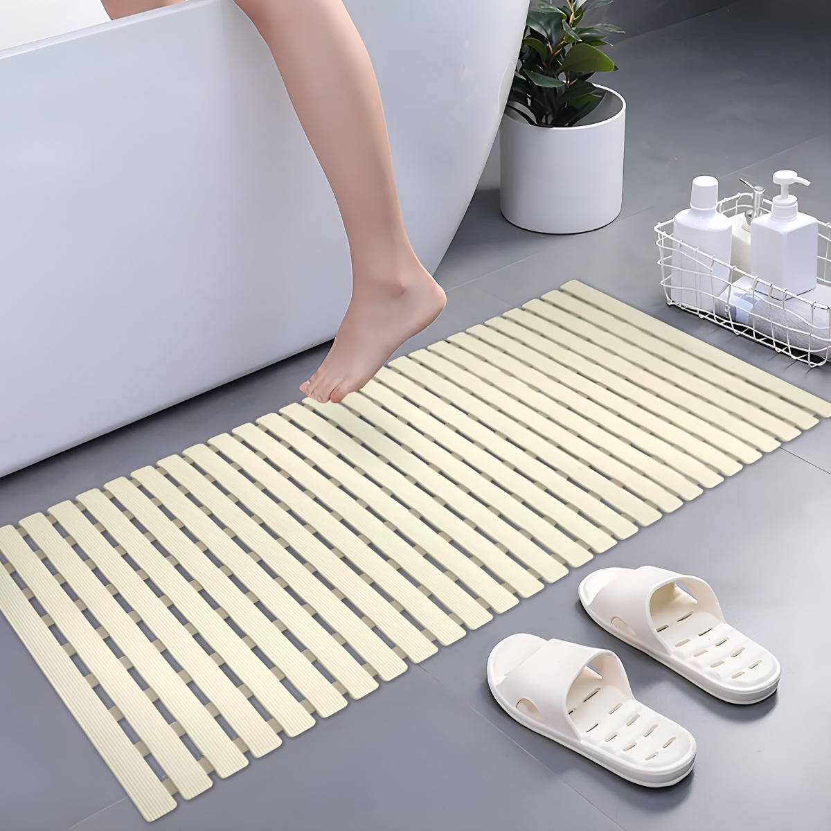 ALFOMBRA BAÑO ANTIDESLIZANTE DRENAJE BAÑERA LISTONES JHN - 6