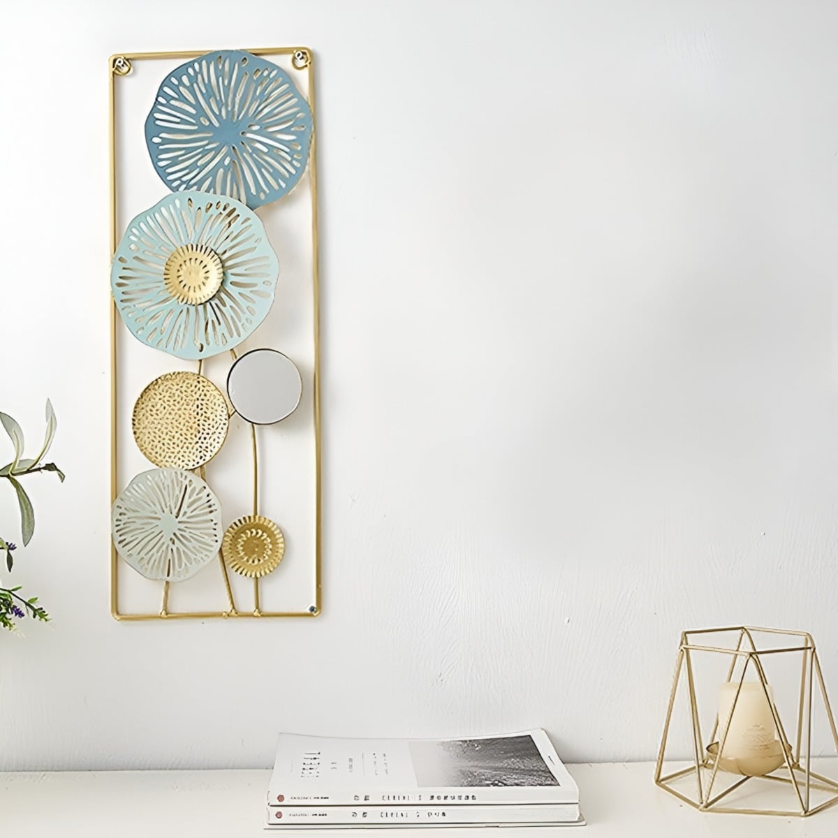 DECORACIÓN ESPEJO PARED METAL LIGERO MODERNO ELEGANTE JHN - 7
