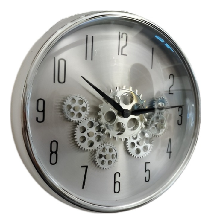 RELOJ PARED MECANISMO GIRATORIO ESTILO INDUSTRIAL GRIS JHN - 3
