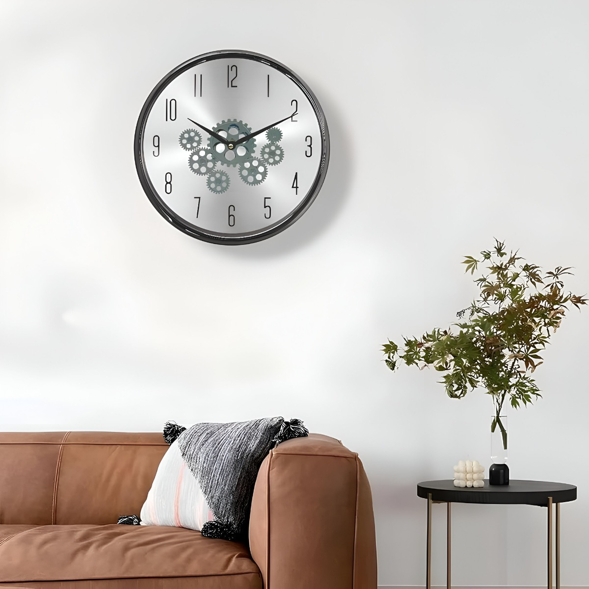 RELOJ PARED MECANISMO GIRATORIO ESTILO INDUSTRIAL GRIS JHN - 7