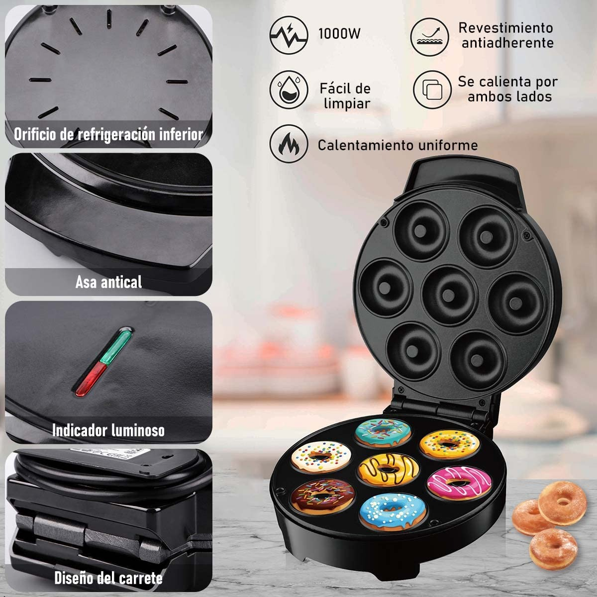 MINI MAQUINA DONUTS ANTIADHERENTE 1000W COCINA HORNEA LAU - 7