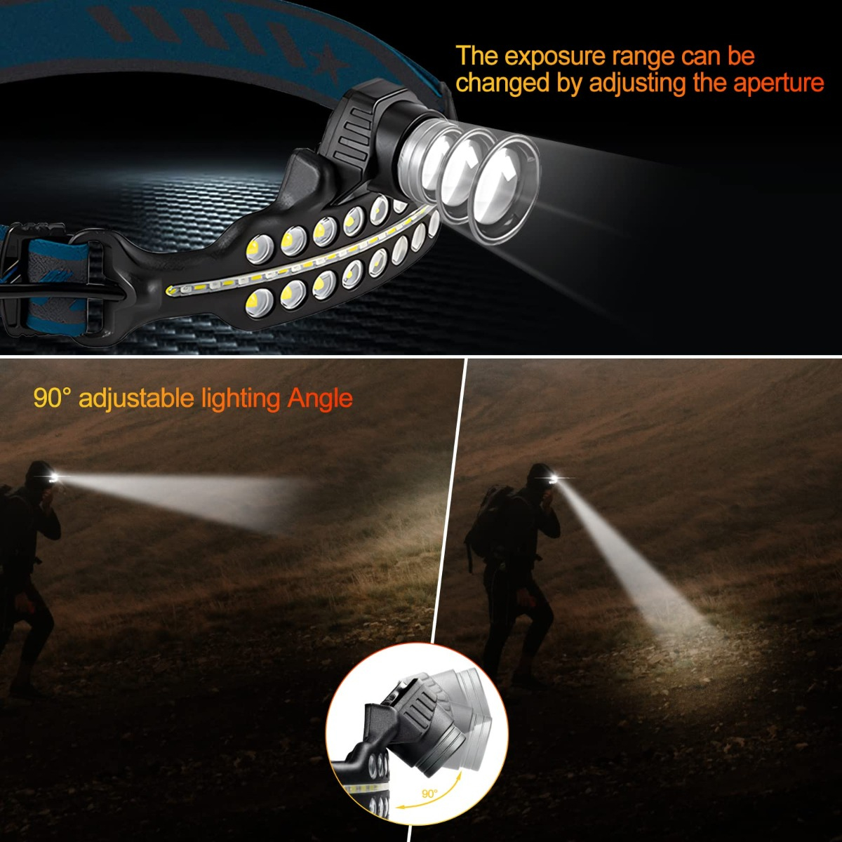 LINTERNA FRONTAL HEADLIGHT RECARGABLE USB CAMPING LAU - 2