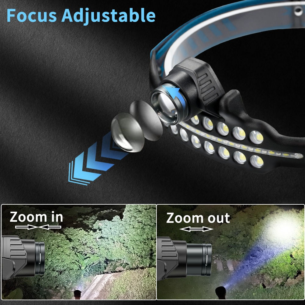 LINTERNA FRONTAL HEADLIGHT RECARGABLE USB CAMPING LAU - 7